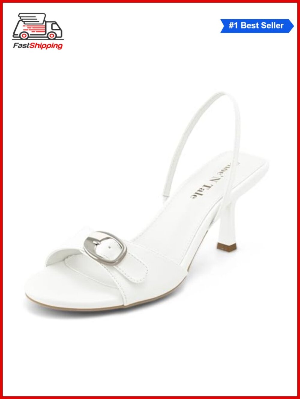 ✨ Kitten Heels for Women Slingback Heels with Buckle Open Toe Sandals Faux